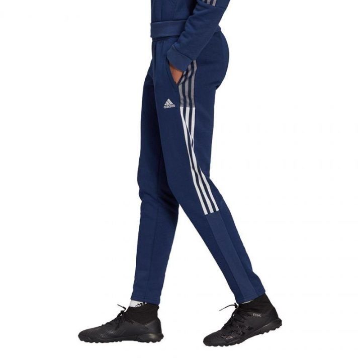 Moteriškos prigludusio kirpimo sportinės kelnės adidas Tiro 21, tamsiai mėlynos
