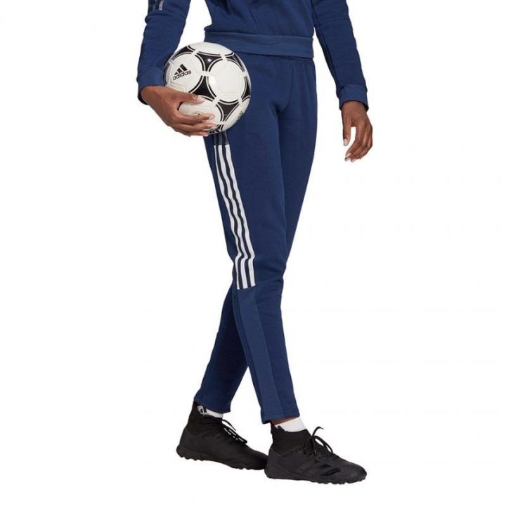 Moteriškos prigludusio kirpimo sportinės kelnės adidas Tiro 21, tamsiai mėlynos
