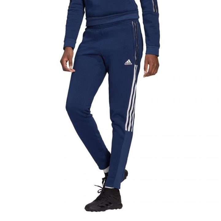 Moteriškos prigludusio kirpimo sportinės kelnės adidas Tiro 21, tamsiai mėlynos