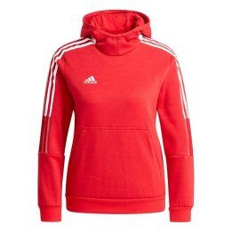 Vaikiškas medvilninis džemperis su gobtuvu adidas Tiro 21, raudonas