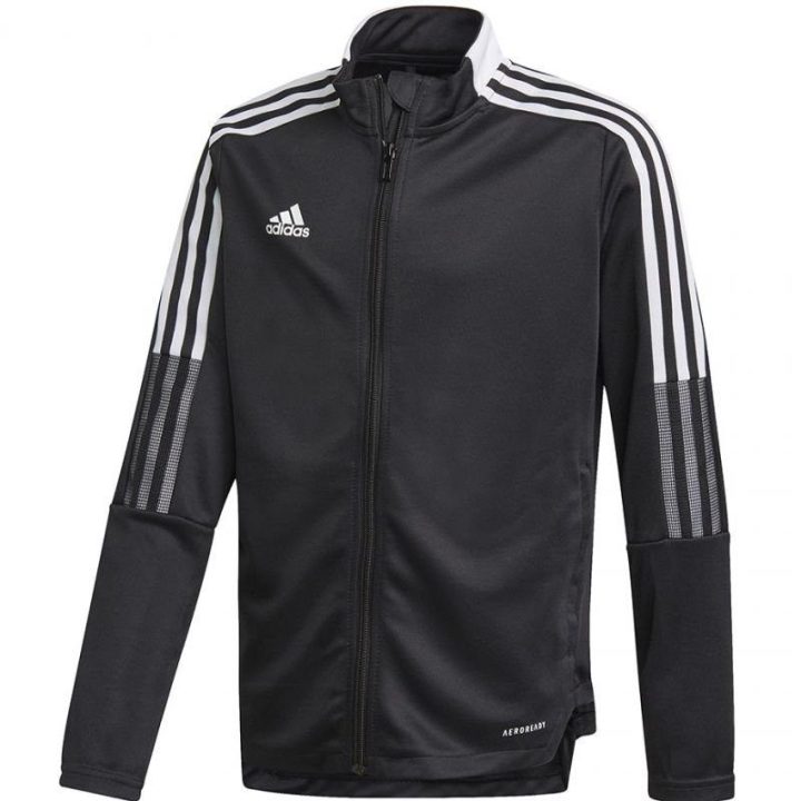 Vaikiškas futbolo džemperis su užtrauktuku adidas Tiro 21, juodas