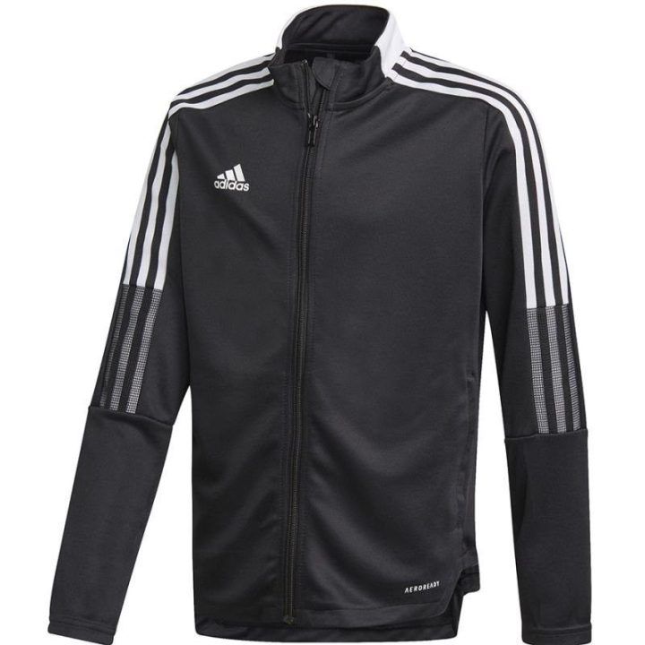 Vaikiškas futbolo džemperis su užtrauktuku adidas Tiro 21, juodas