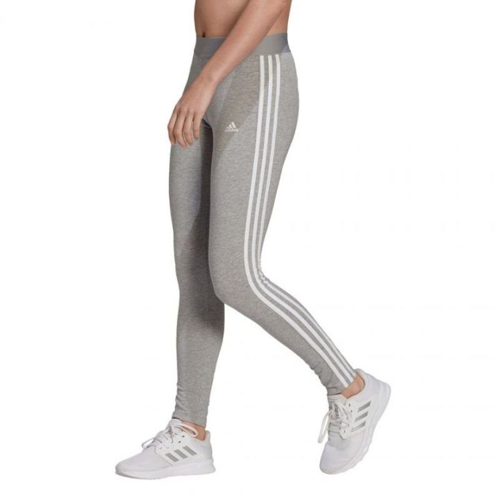 Moteriškos medvilninės tamprės su juostomis adidas, pilkos