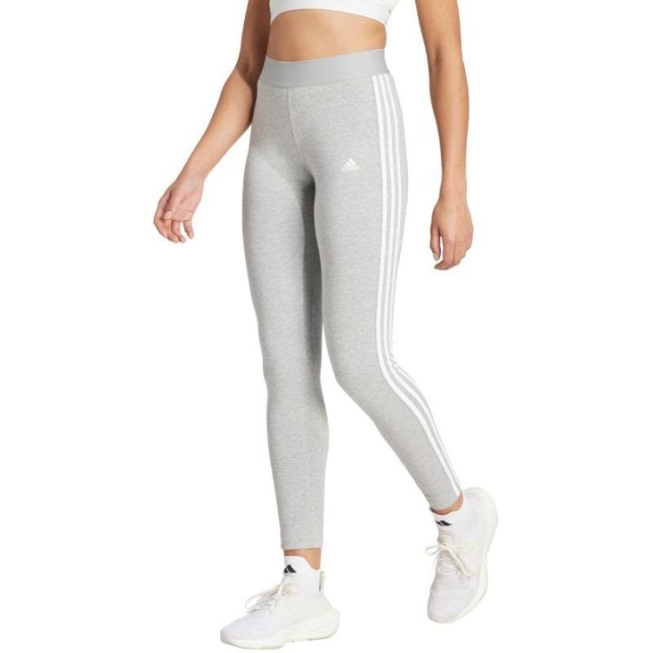 Moteriškos medvilninės tamprės su juostomis adidas, pilkos