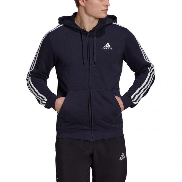 Vyriškas džemperis adidas Essentials su pilnu užtrauktuku, tamsiai mėlynas