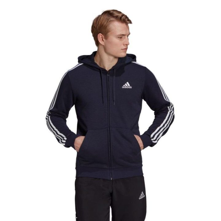 Vyriškas džemperis adidas Essentials su pilnu užtrauktuku, tamsiai mėlynas