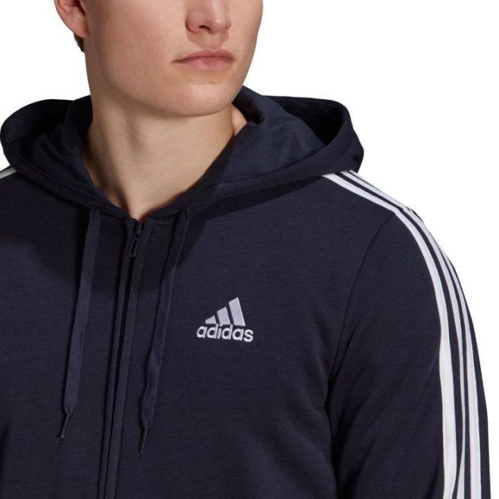 Vyriškas džemperis adidas Essentials su pilnu užtrauktuku, tamsiai mėlynas