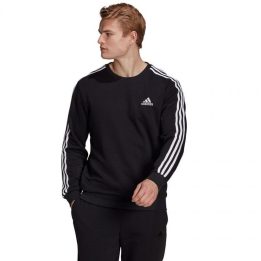 Vyriškas medvilninis džemperis su juostomis adidas Essentials, juodas