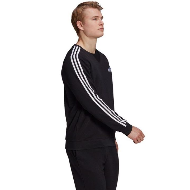 Vyriškas medvilninis džemperis su juostomis adidas Essentials, juodas