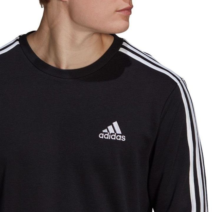 Vyriškas medvilninis džemperis su juostomis adidas Essentials, juodas