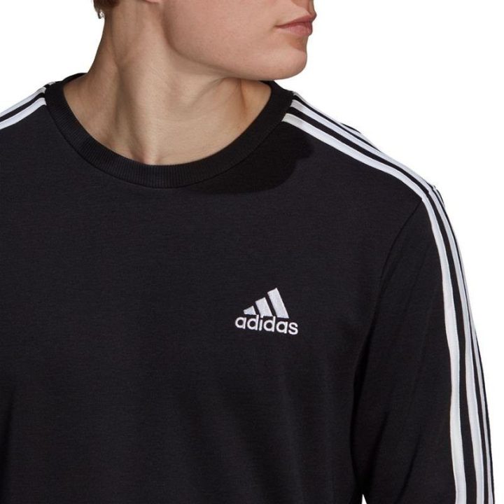 Vyriškas medvilninis džemperis su juostomis adidas Essentials, juodas
