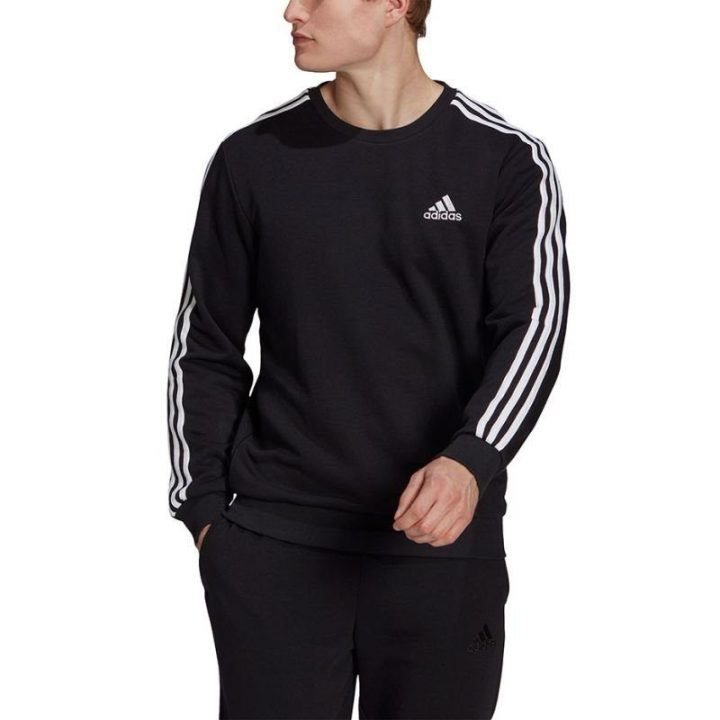 Vyriškas medvilninis džemperis su juostomis adidas Essentials, juodas