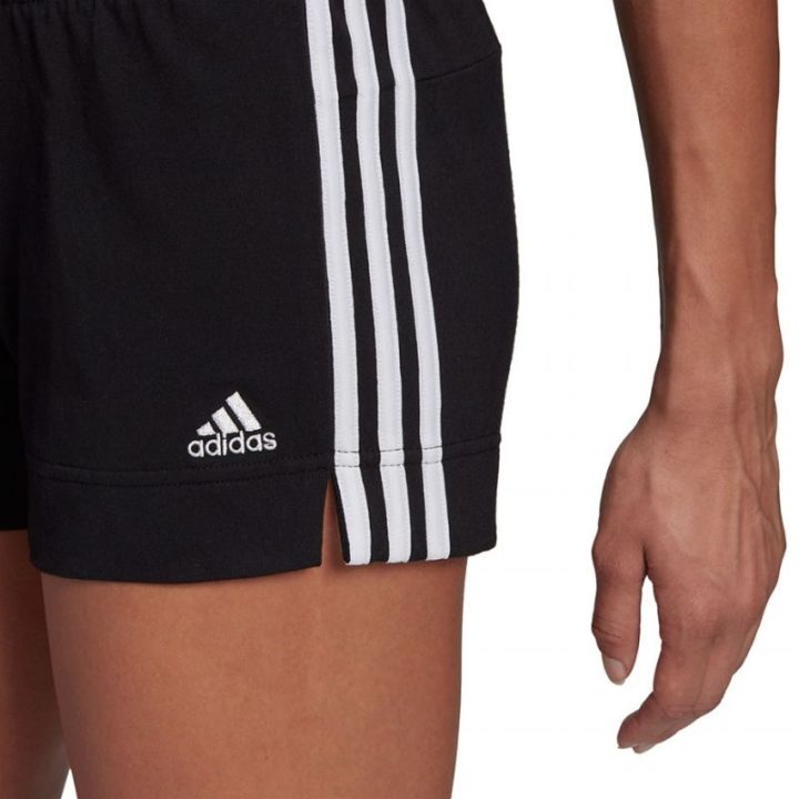 Moteriški medvilniniai šortai adidas Essentials Slim, juodi ir balti
