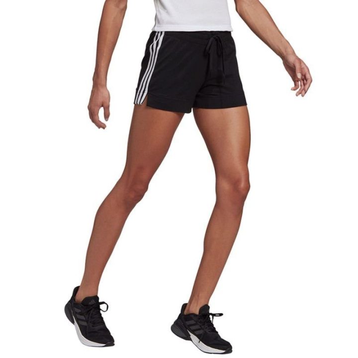 Moteriški medvilniniai šortai adidas Essentials Slim, juodi ir balti