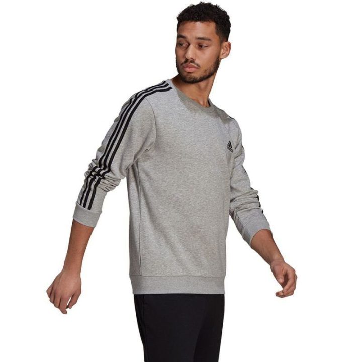 Vyriškas medvilninis džemperis su juostomis adidas Essentials, pilkas