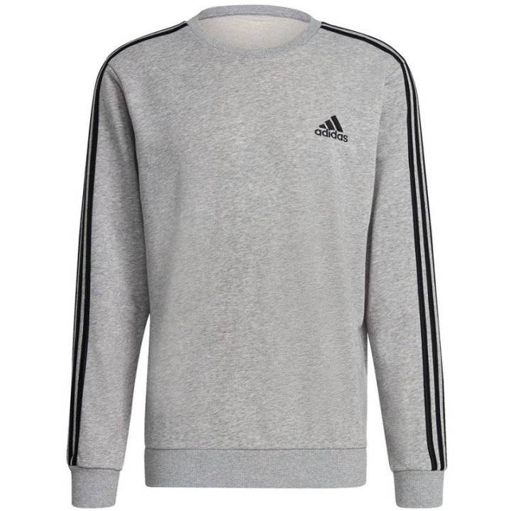 Vyriškas medvilninis džemperis su juostomis adidas Essentials, pilkas