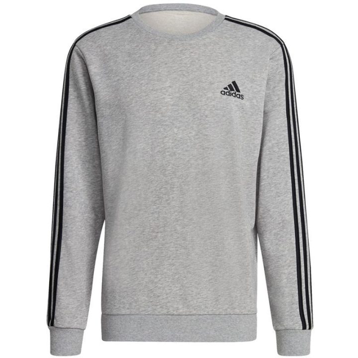 Vyriškas medvilninis džemperis su juostomis adidas Essentials, pilkas