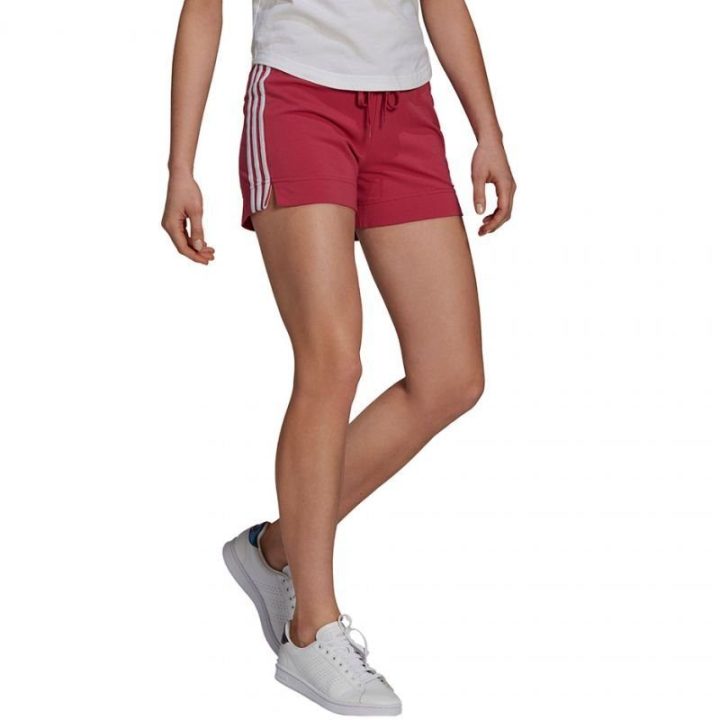 Moteriški medvilniniai šortai adidas Essentials, bordo