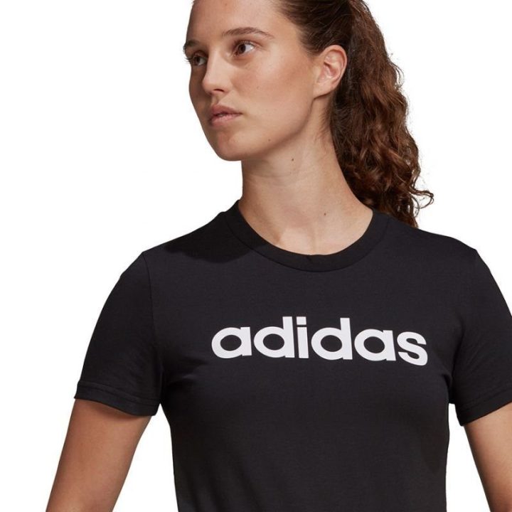 Moteriški medvilniniai marškinėliai adidas Essentials Slim, juodi