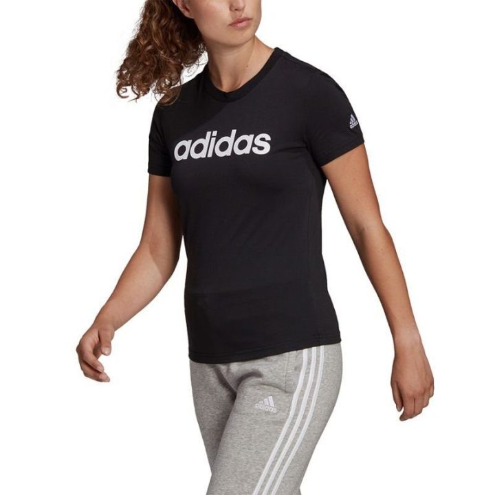 Moteriški medvilniniai marškinėliai adidas Essentials Slim, juodi