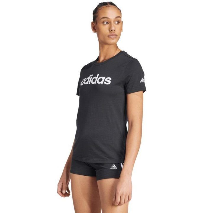 Moteriški medvilniniai marškinėliai adidas Essentials Slim, juodi