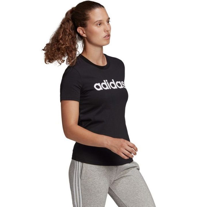 Moteriški medvilniniai marškinėliai adidas Essentials Slim, juodi