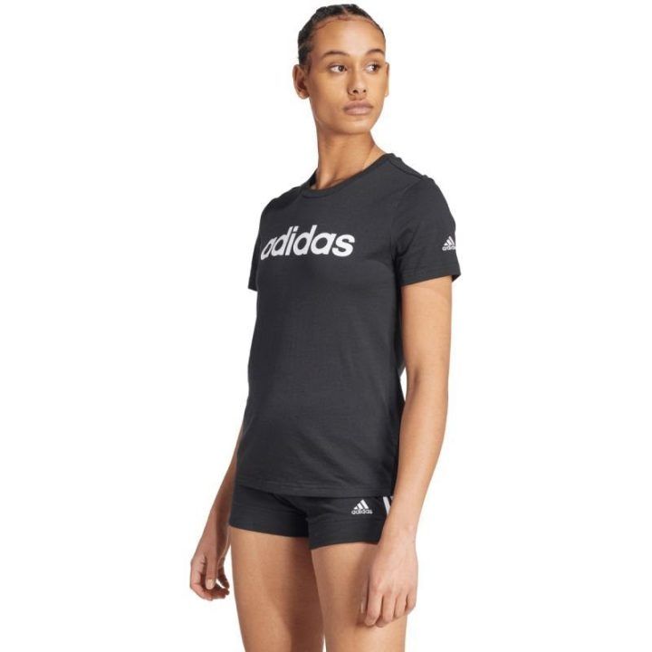 Moteriški medvilniniai marškinėliai adidas Essentials Slim, juodi