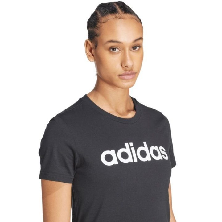 Moteriški medvilniniai marškinėliai adidas Essentials Slim, juodi