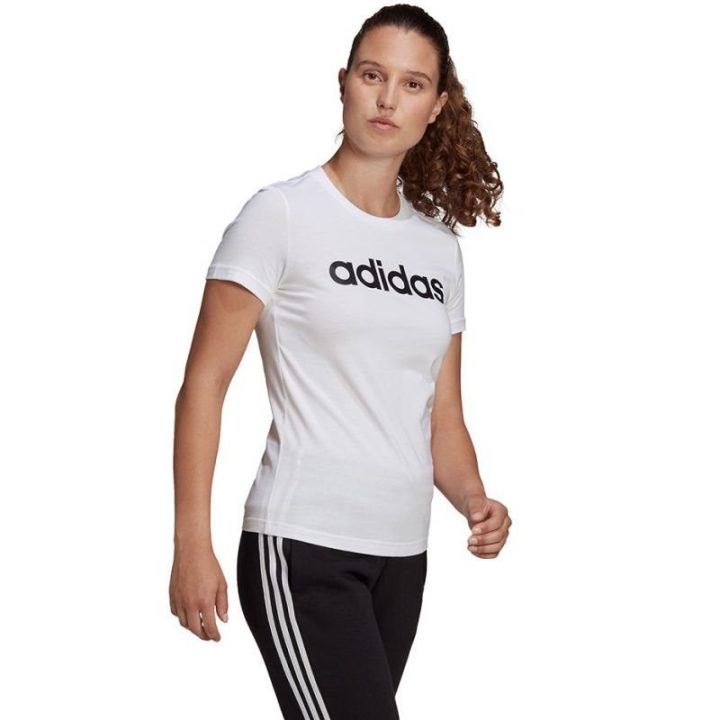 Moteriški medvilniniai marškinėliai adidas Essentials Linear, balti