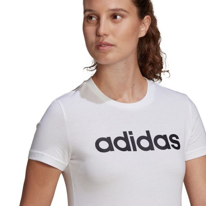 Moteriški medvilniniai marškinėliai adidas Essentials Linear, balti