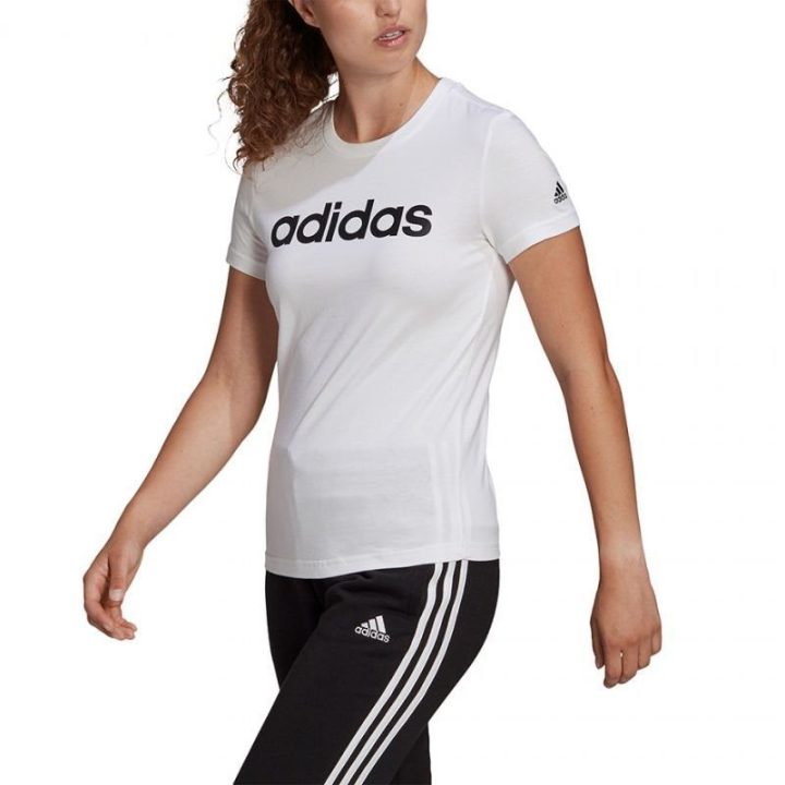Moteriški medvilniniai marškinėliai adidas Essentials Linear, balti