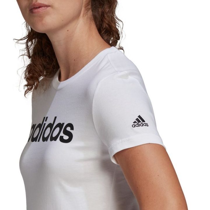 Moteriški medvilniniai marškinėliai adidas Essentials Linear, balti