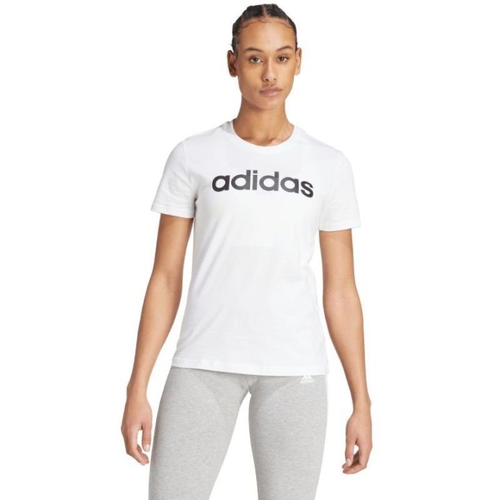 Moteriški medvilniniai marškinėliai adidas Essentials Linear, balti