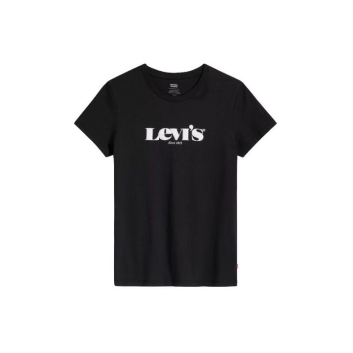 Moteriški medvilniniai marškinėliai Levi's The Perfect Tee, juodi