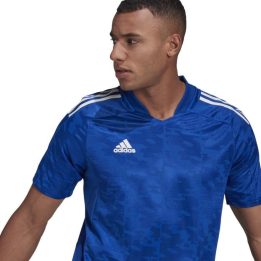 Vyriški marškinėliai su V formos iškirpte adidas Condivo 21, mėlyni