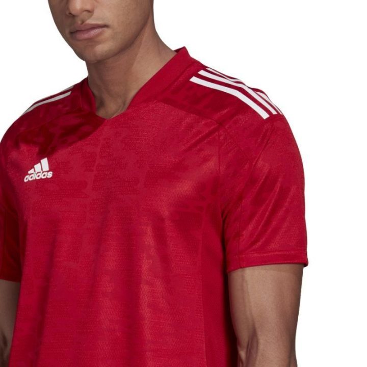 Vyriški marškinėliai su V formos iškirpte adidas Condivo 21, raudoni