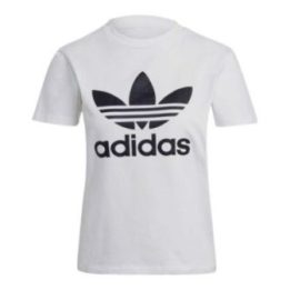 Moteriški laisvo kirpimo marškinėliai adidas Trefoil, balti