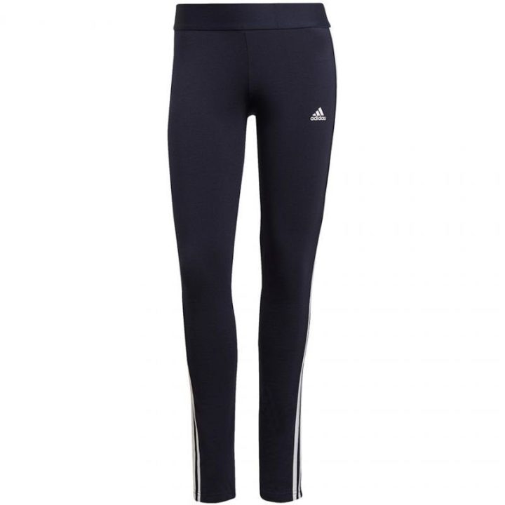 Moteriškos medvilninės tamprės adidas Essentials 3S, tamsiai mėlynos