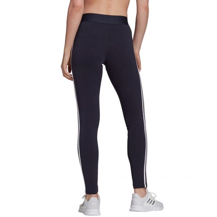 Moteriškos medvilninės tamprės adidas Essentials 3S, tamsiai mėlynos