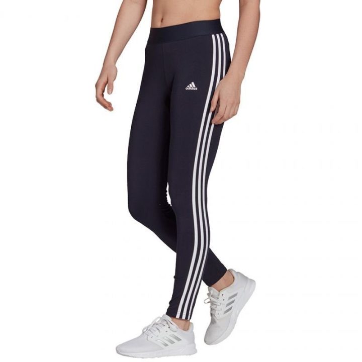 Moteriškos medvilninės tamprės adidas Essentials 3S, tamsiai mėlynos