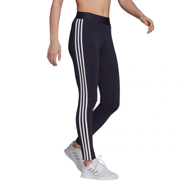 Moteriškos medvilninės tamprės adidas Essentials 3S, tamsiai mėlynos
