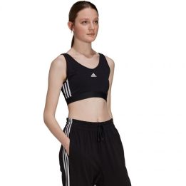 Medvilninė sportinė liemenėlė adidas Essentials 3-Stripes, juoda