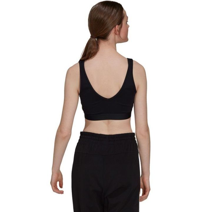 Medvilninė sportinė liemenėlė adidas Essentials 3-Stripes, juoda