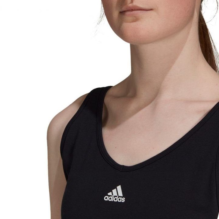 Medvilninė sportinė liemenėlė adidas Essentials 3-Stripes, juoda