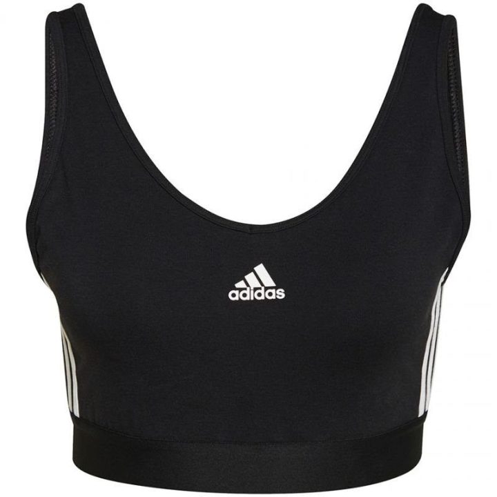 Medvilninė sportinė liemenėlė adidas Essentials 3-Stripes, juoda