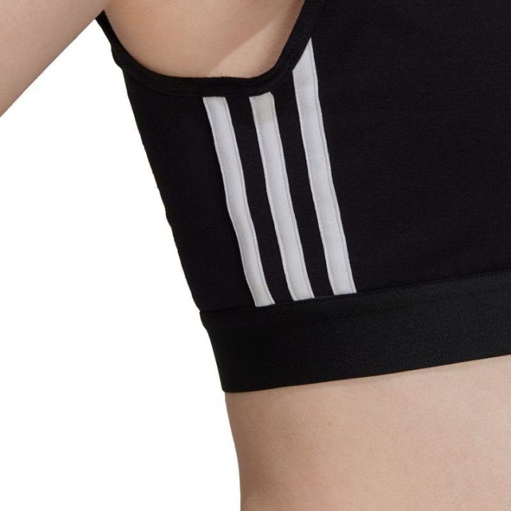 Medvilninė sportinė liemenėlė adidas Essentials 3-Stripes, juoda