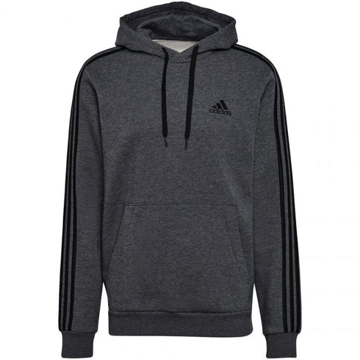 Vyriškas džemperis su gobtuvu adidas Essentials Fleece 3-Stripes, tamsiai pilkas