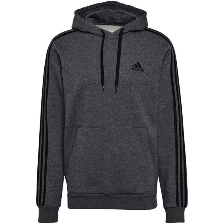 Vyriškas džemperis su gobtuvu adidas Essentials Fleece 3-Stripes, tamsiai pilkas