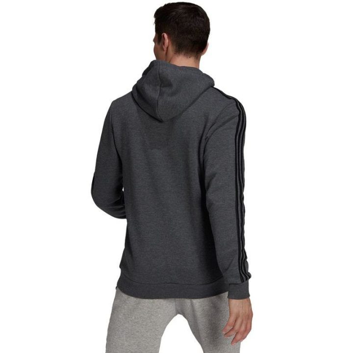 Vyriškas džemperis su gobtuvu adidas Essentials Fleece 3-Stripes, tamsiai pilkas