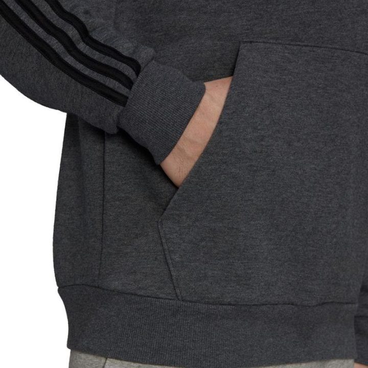 Vyriškas džemperis su gobtuvu adidas Essentials Fleece 3-Stripes, tamsiai pilkas